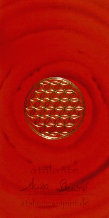 Blume des Lebens-Lesezeichen mit goldener Reliefprägung | Chakrenfarbe - rot | Wurzelchakra - atalantes spirit®