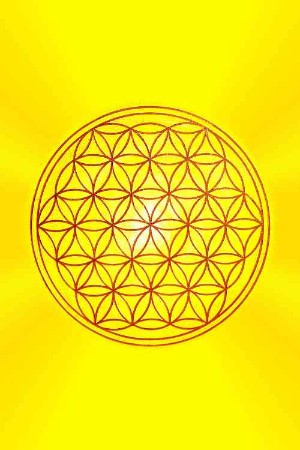 Blume des Lebens-Grußkarte | Klappkarte | Doppelkarte | Motiv: gelb - Solarplexus-Chakra | atalantes spirit®